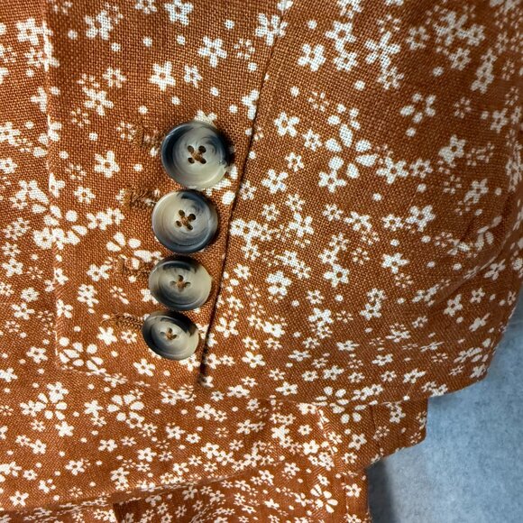 NWT Free People Maggie Linen Floral Blazer Pant Set Burnt Orange - Picture 7 of 11